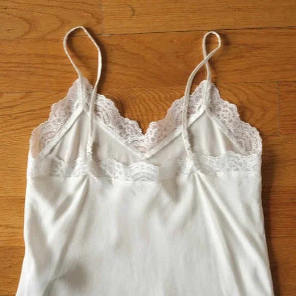 The Kooples Camisole Women White Lace Trim Silk Coquette Size 1 US S Coquette - Picture 8 of 10